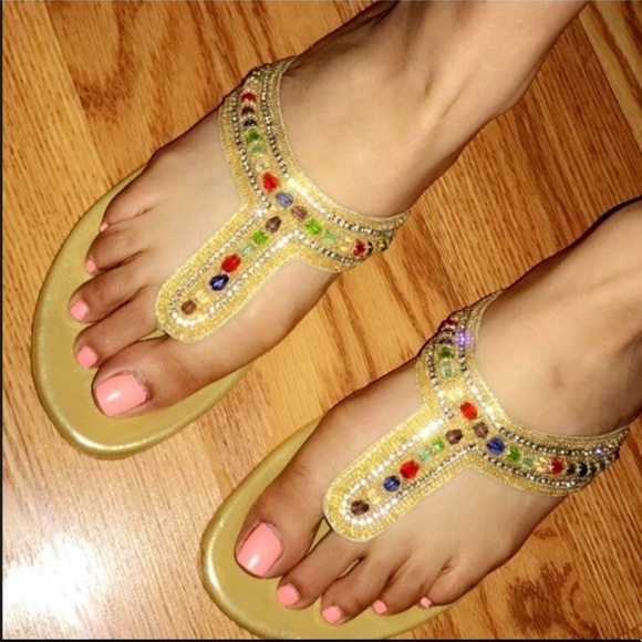 (Sold) Multicolored Jeweled sandals - Picture 2 of 3